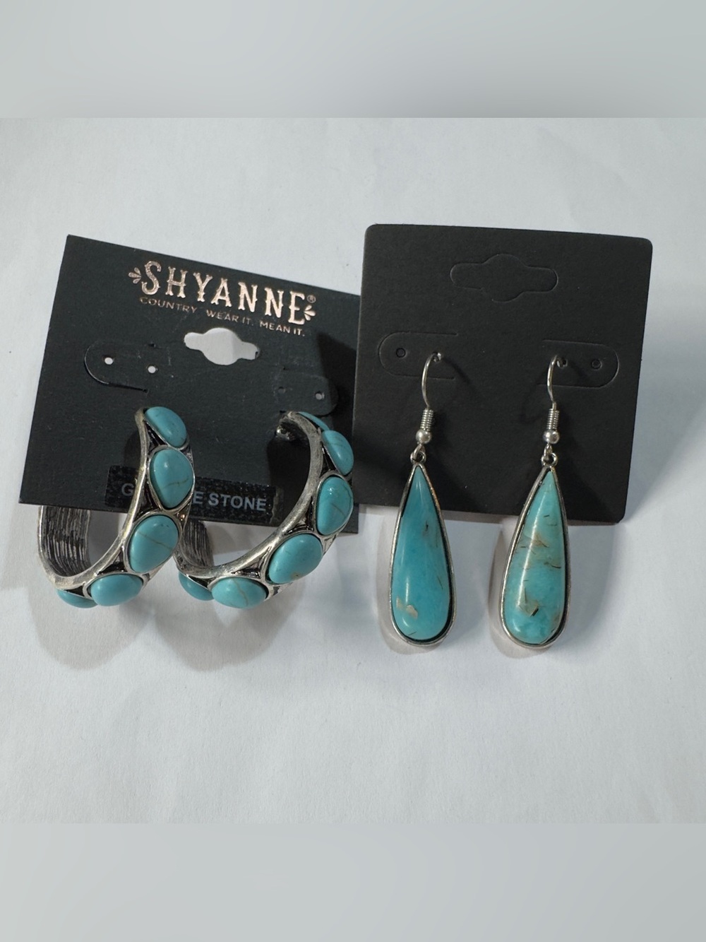 Shyanne Turquoise Teardrop Dangles & Stone-Accented Hoops - Blue